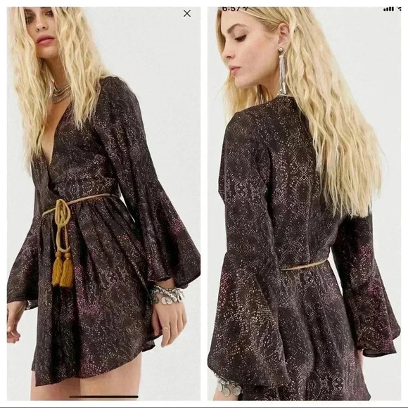 Sacred Hawk wrap dress in snake with cord belt - Picture 3 of 14